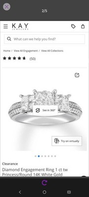 14k White Gold 1ct Tw 3 Stone Engagement Ring