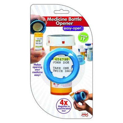 Jokari Medicine Bottle Cap Opener Easy Open w 4X Magnifier Cap Gripper Remover