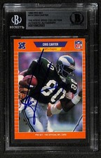 Cris Carter Signed 1989 Pro Set Eagles Rookie (RC) Card Beckett Auto