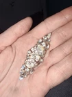 Vintage Signed Eisenberg Large Clear Rhinestone Brooch Pin 1940s Silver Tone Art