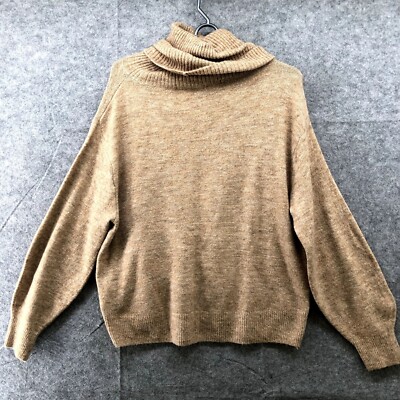 クイーンアンドベル　カシミヤニット　ハスキー　キャメル H&M Oversized Turtleneck Sweater Womens XS With Wool Tan Soft