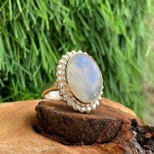 Beautiful Moonstone Gemstone 925 Sterling Silver Wedding Ring Gift For Her B-603