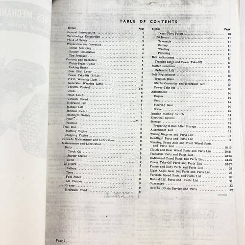 Gilson 53005 53009 Lawn Tractor Owners Guide Parts List 1971 Vintage Original - Picture 2 of 3