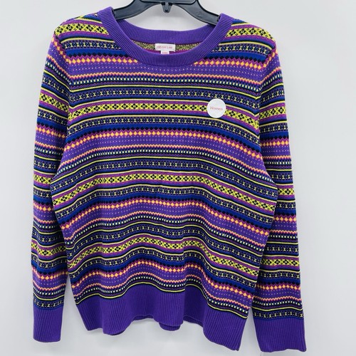 Holiday Lane Womens Size XXL Bright Fair Isle Long Sleeve Sweater Purple $69 200 - Picture 4 of 9