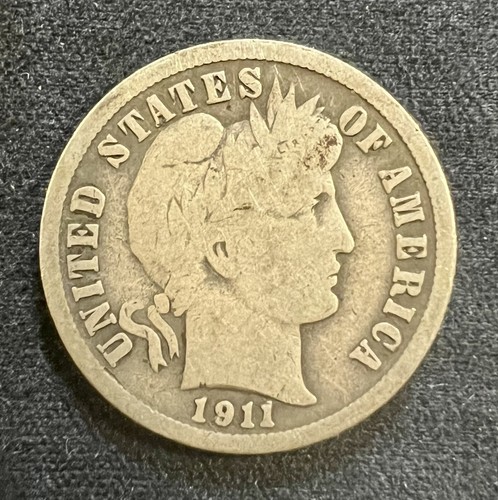 1911-D Barber Dime 10C Silver - Very Good (VG) - Picture 3 of 6