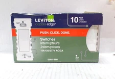 LEVITON E5601-MW DECORA LEVER EDGE 15A 120V SINGLE POLE SWITCH, WHITE 10-PACK