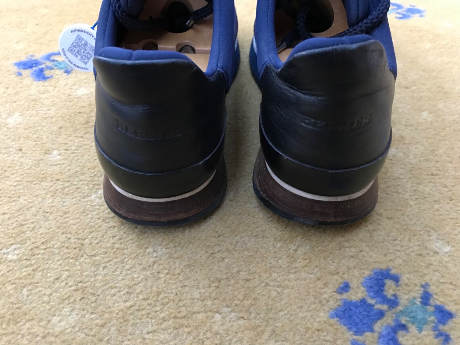 Hermes Trainers Sneaker Shoes Miles Blue Leather Suede Fabric UK 7.5 US 8.5 41.5 thumbnail 6