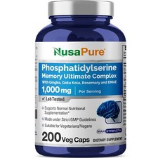 NusaPure Phosphatidylserine Memory Ultimate Complex 1000mg 200 Vegetarian Cap...