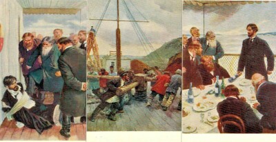 V.Serov 1953 Three Russian postcards to FOMA GORDEYEV by M.Gorky