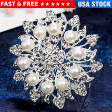 Luxury Sunflower Brooch White Crystal Pin Fall Thanksgiving Jewelry Gift Women