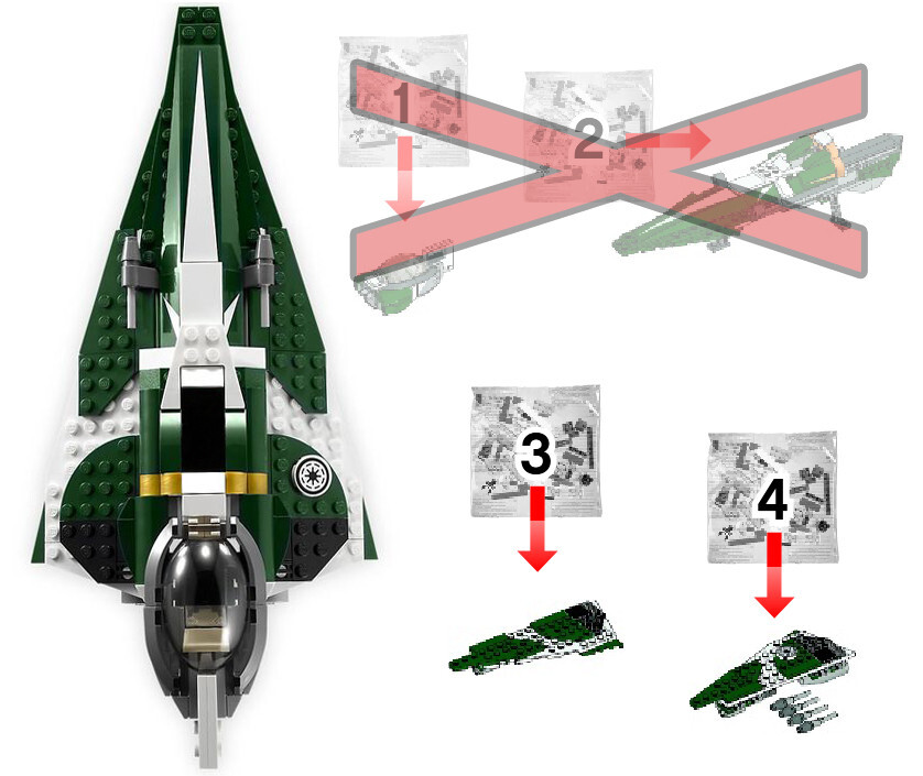 LEGO 9498 Saesee Tiin's Jedi Starfighter: NEW SEALED BAGS #3 #4