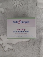 Box of 25 Safe n Simple SNS00807 NO-STING Ostomy Skin Barrier Film wipes