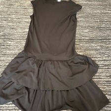 H&M DIVIDED Dress Womens Small Little Black Dress Ruffle Fit Flair Mini