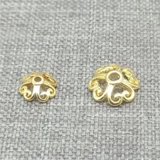 20pcs Gold Plated Flower Bead Caps over 925 Sterling Silver for Tassel 5mm 7mm