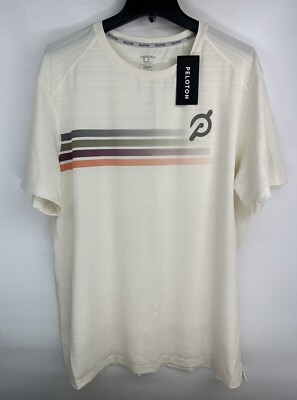 Peloton Men s Jacquard Tech Tee Shirt White Logo Activewear Size XL NWT