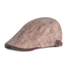 Men's Gatsby Peaked Winter Hat Baker Casquette Adjustable Flat Cotton Driver Cap