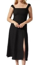 ASTR the Label Crinkle Maxi Dress Women Size Medium NWT Lace Up Back Leg SLit