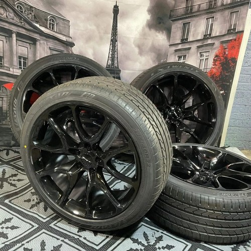 22" Gloss Black Trackhawk Wheels Rims W/Tires Fits Jeep Grand Cherokee, Wrangler