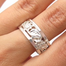 925 Sterling Silver Vintage Floral Band Ring Size 8.75