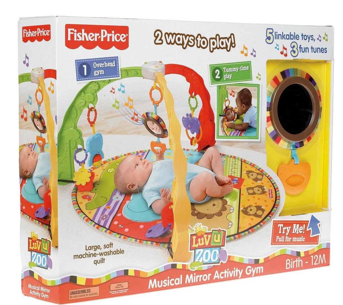 Fisher Price Luv U Zoo Musical Mirror Activity Gym NEW eBay