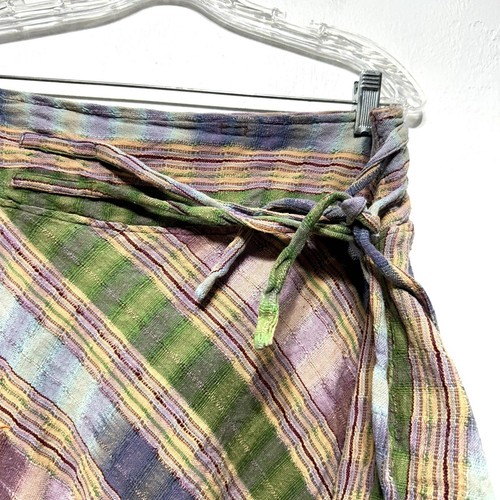 Utzpin Skirt Women sz Large Asymmetric Hem 100% Cotton Guatemala Purple Green - Picture 2 of 7