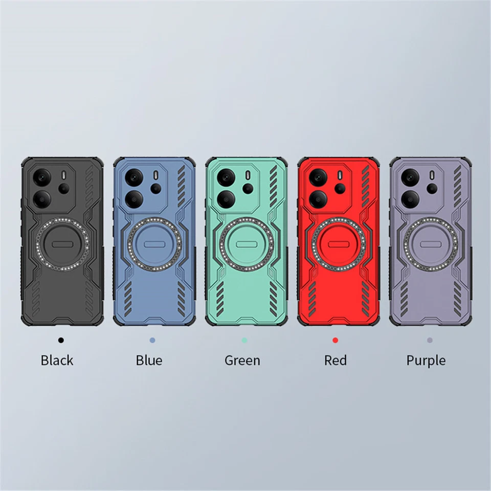 For Xiaomi POCO X7 X6 Pro Redmi 14C Note 14 Pro Plus Armor Magnetic Case Cover - Image 3 of 4