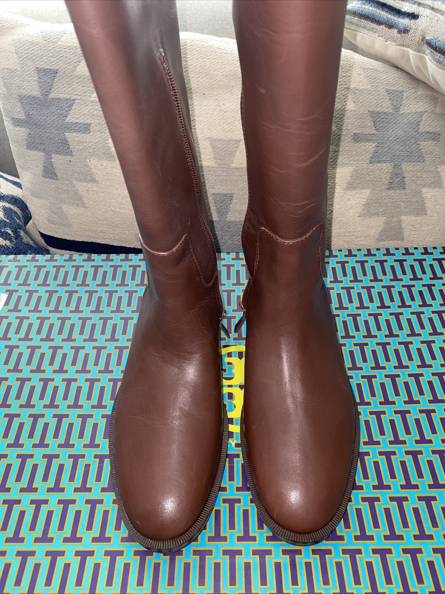 Tory Burch Women's T-Hardware, Brown Leather Riding Boots