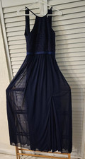 Navy Bridesmaid Dress Chiffon Flowy Formal Gown Long Sleeveless Size 0 David's