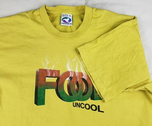 Vintage FOOL UNCOOL Liquid Blue Smoking T-Shirt USA Single Stitch Tag XL - Bild 3 von 12