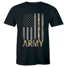 Army Camo Military American Flag Men's T-Shirt Proud Patriotic Shirt
