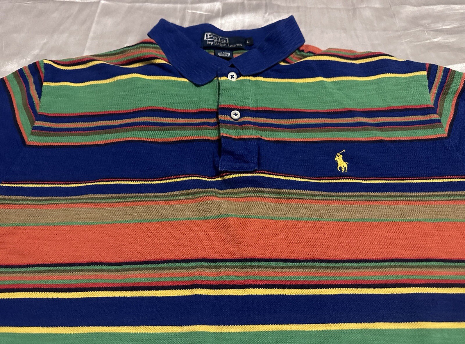 PONY Polo Ralph Lauren vintage anni 90 camicia uomo taglia grande righe arcobaleno