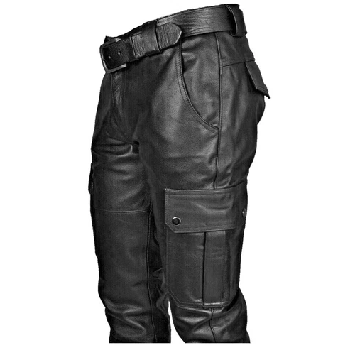 Herren Lederhose Steampunk Gothic Retro Motorradhose Hose Lang Slim Fit - Bild 7 von 28
