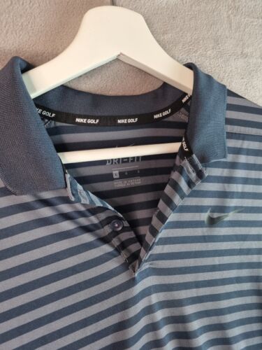 Nike Golf mens grey-blue striped polo shirt, sz L Dri Fit - Picture 2 of 11