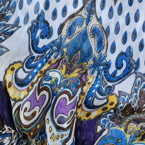 Vintage 90s Y2K 2000s Blouse Purple Blue Paisley Puff Sleeve Grunge Size S 10 - Picture 10 of 10
