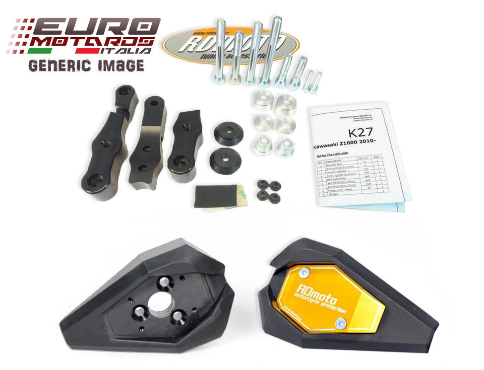 Para Kawasaki Z750 2004-2006 RD Moto Crash Frame Deslizadores Negro K4S-SL01-K Foto 3 de 4