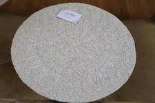 INDIA PALACE BEADED FLORAL ROUND PLACEMAT - CREAM/BEIGE - NEW WITH TAG