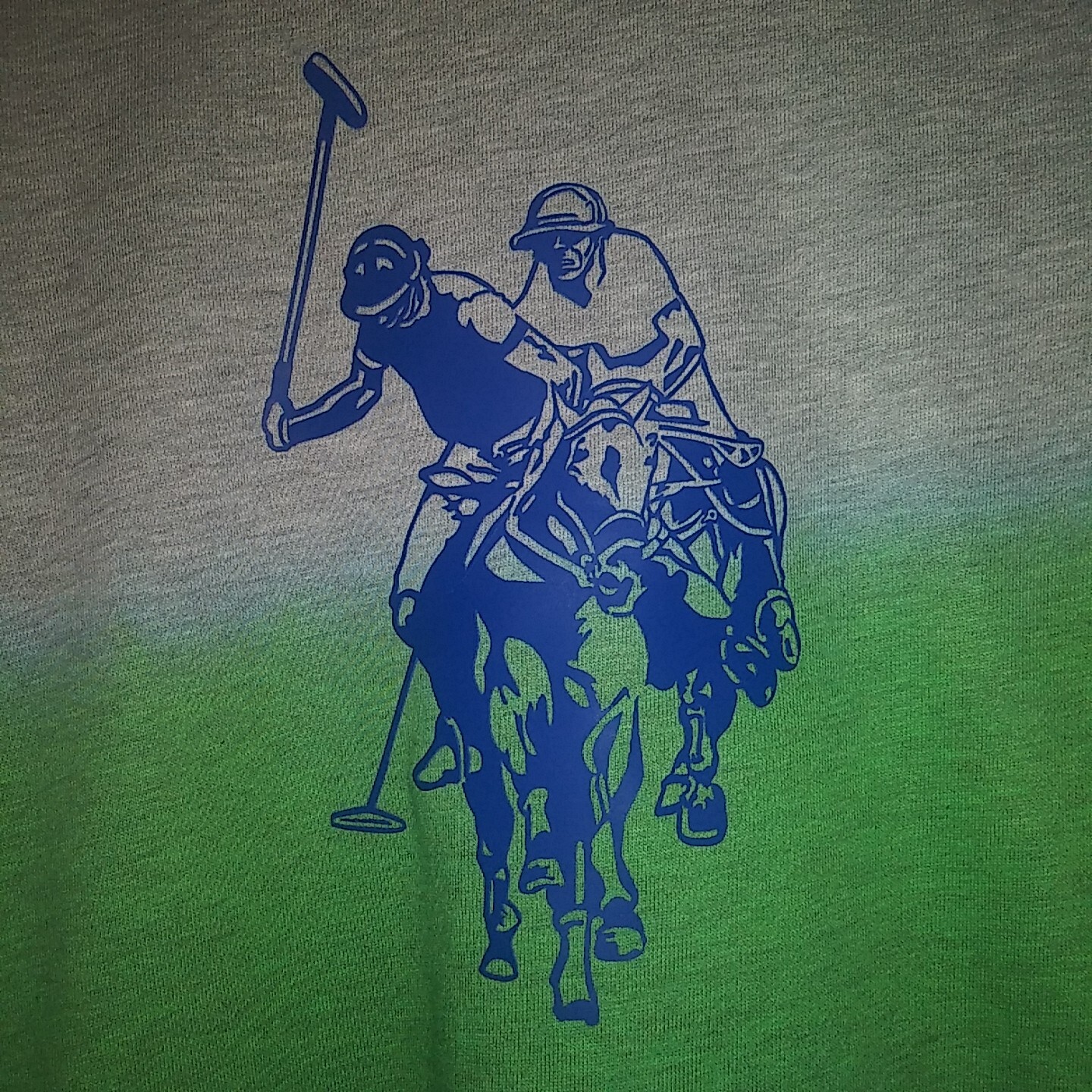 U.S. Polo Assn Boy L 10 12 dip dye crew pullover felpa pony grigio verde blu