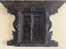 Ręcznie rzeźbione drewniane dzieło sztuki drzwi buddyjski klasztor bóg słońca pomyślny 13" x 19"