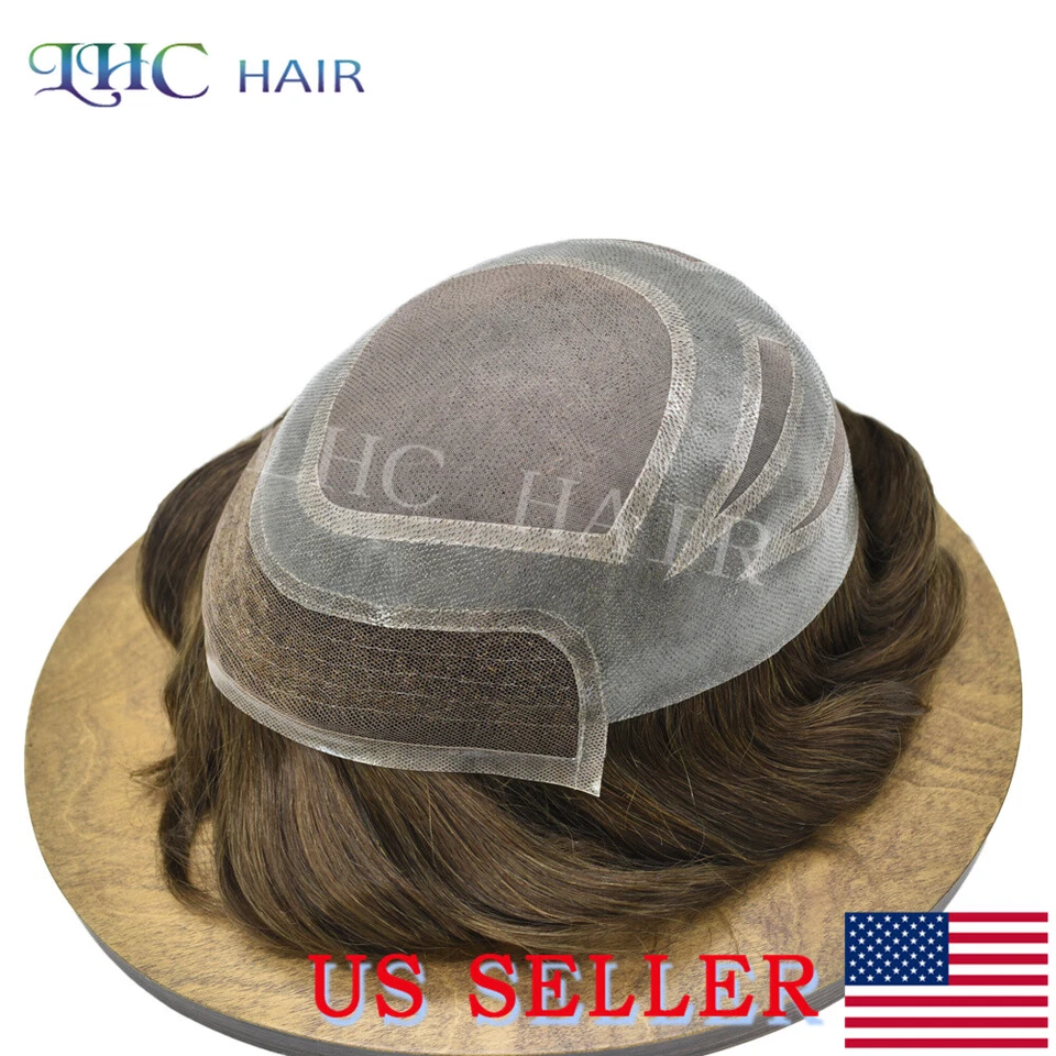 Pelo Lírico Para Hombres Toupee Cabello Humano Frente de Encaje Francés Duradero Pelo Natural Foto 3 de 4