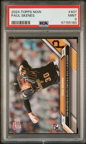2024 Topps Now PAUL SKENES  #407 "Joins Nolan Ryan" PSA 9 MINT/New Slab