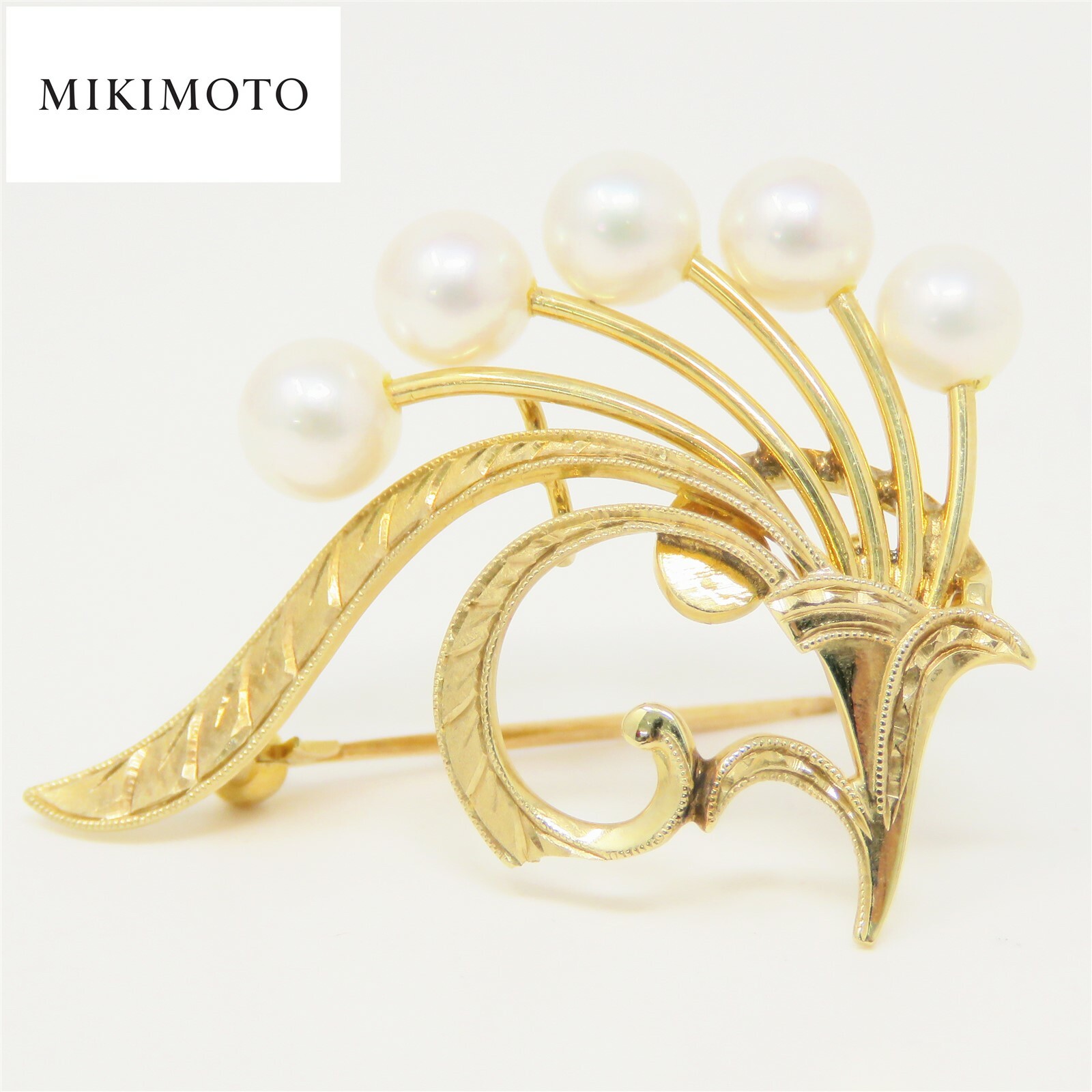 NYJEWEL Mikimoto 14k Yellow Gold Pearl Pin Brooch - image 1