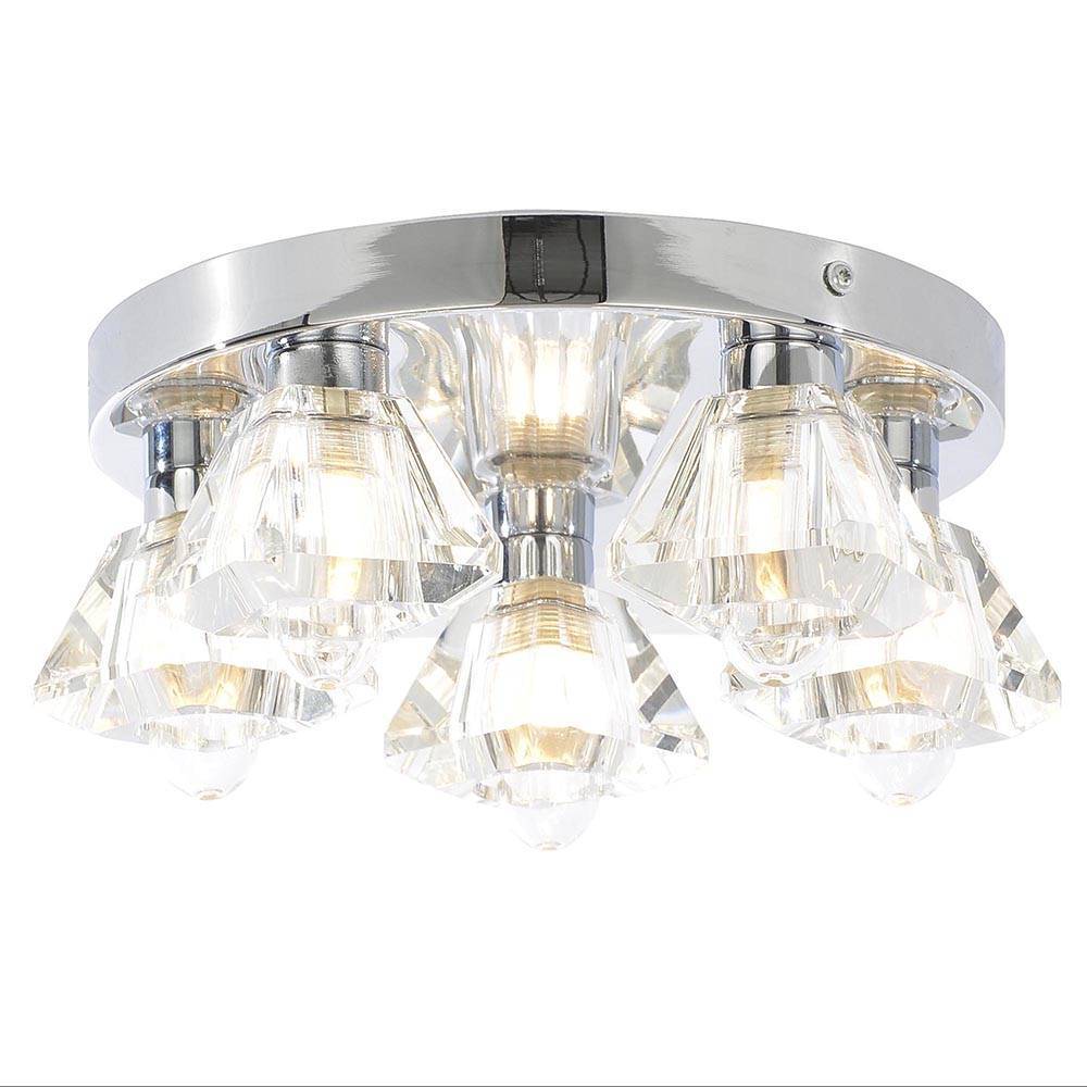 Litecraft Ceiling Light Flush Mount With Glass Shades- Polished Chrome Clearance