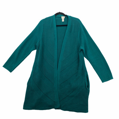 green duster sweater