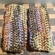 Multicolor Brown Tan Beige Handmade Crochet Wrist-Arm Warmers Fingerless Gloves