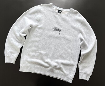 Auth Men's Vintage STUSSY Y2k Gray Logo Cotton Sweatshirt