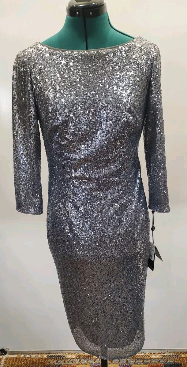 adrianna papell silver sequin dress Adrianna Papell Silver Sequin Mini Dress | Versatile for Any Season