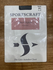 Sportscraft Sheer Nylon Vintage Pantyhose Tights Black MIDS Size 9.5 - 10
