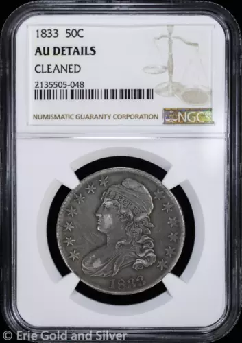 1833 50C Capped Bust Half Dollar NGC AU Details