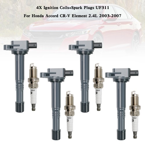 4 OEM Ignition Coils & NGK Spark Plugs Set For 2003-2007 Honda Accord & Element 2.4L
