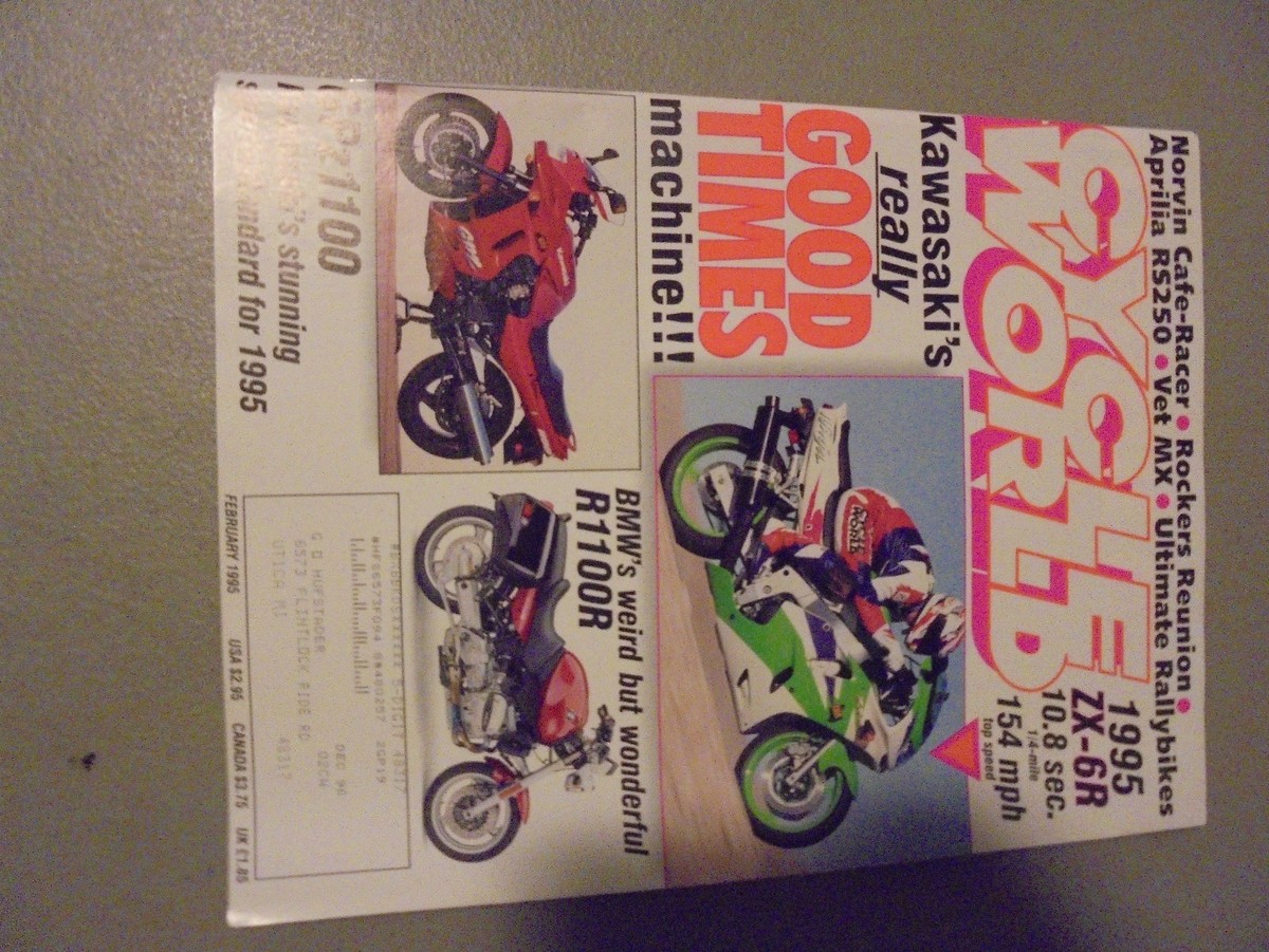 FEBRUARY 1995 CYCLE WORLD MAGAZINE,NORVIN CAFE RACER,KAWASAKI ZX